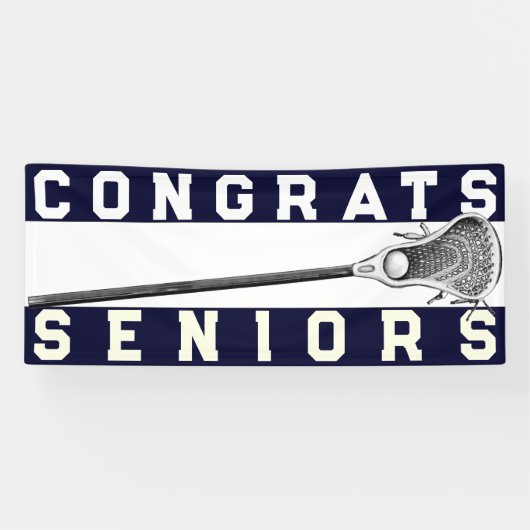 Lacrosse Senior Night Navy Blue Banner (Horizontal)