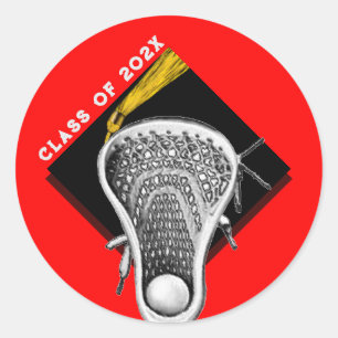 Lacrosse Seniors Red Classic Round Sticker
