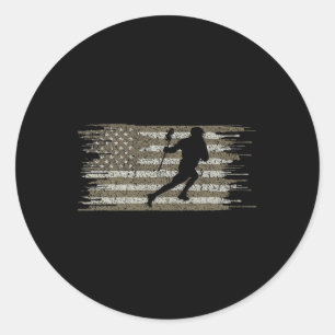 Lacrosse Shirt American Flag Shirt Lacrosse Player Runder Aufkleber