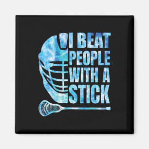 Lacrosse Shirt Lax Ich schlage Leute mit einem Sti Magnet