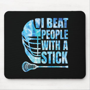 Lacrosse Shirt Lax Ich schlage Leute mit einem Sti Mousepad