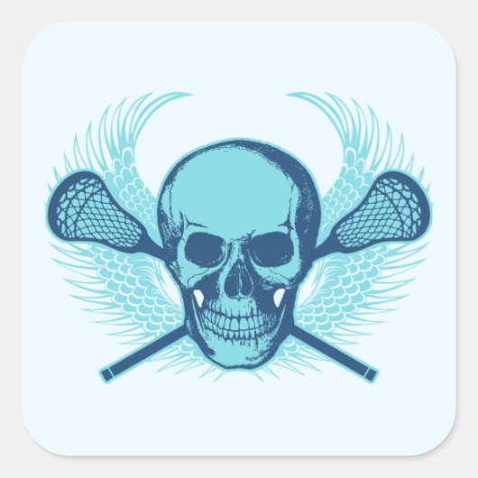 Lacrosse Skull - Blau Quadratischer Aufkleber (Vorderseite)