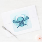 Lacrosse Skull - Blau Quadratischer Aufkleber (Umschlag)