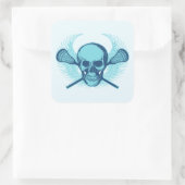 Lacrosse Skull - Blau Quadratischer Aufkleber (Tasche)