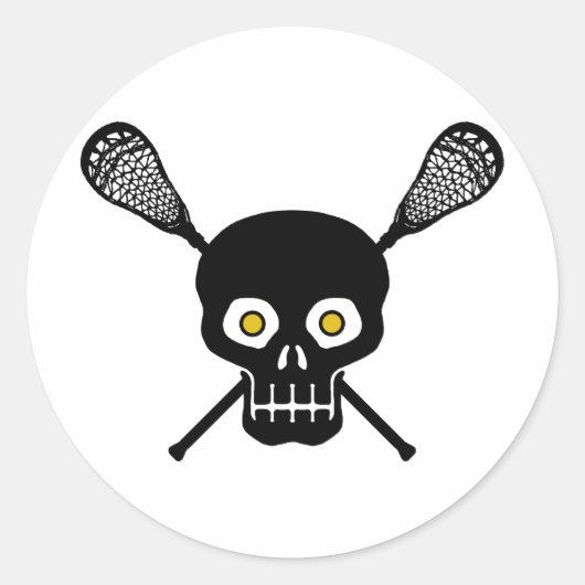 Lacrosse Skull Runder Aufkleber (Vorderseite)
