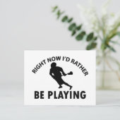 Lacrosse spielen postkarte (Stehend Vorderseite)