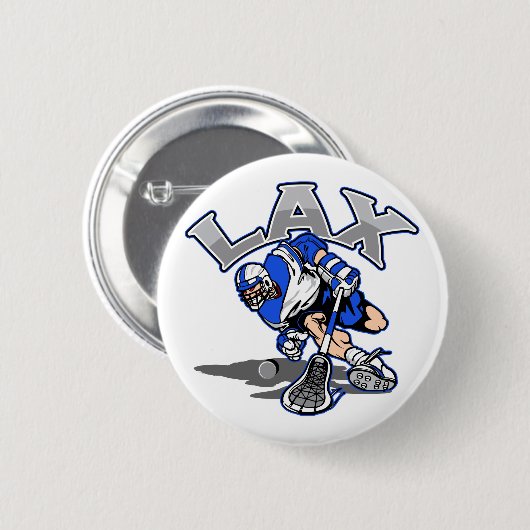Lacrosse-Spieler-Blau-Uniform Button (Vorne & Hinten)