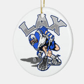 Lacrosse-Spieler-Blau-Uniform Keramik Ornament (Links)