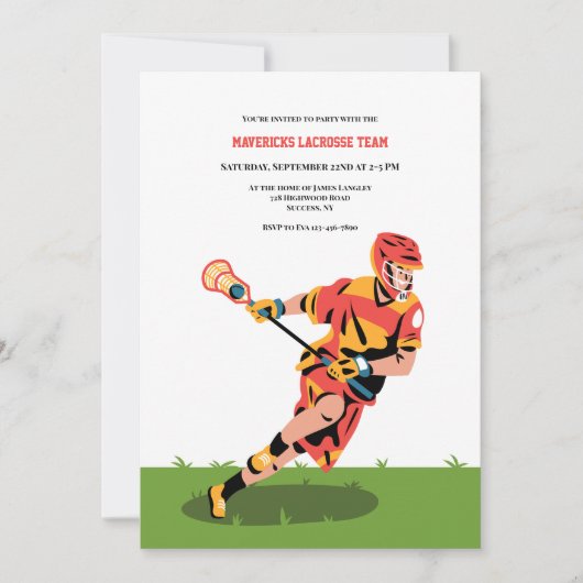 Lacrosse-Spieler Einladung (Vorderseite)