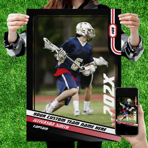 Lacrosse-Spieler-Geschenk in Rot nach Maß Poster