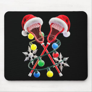 Lacrosse-Spieler Weihnachtslichter Weihnachtsmannm Mousepad
