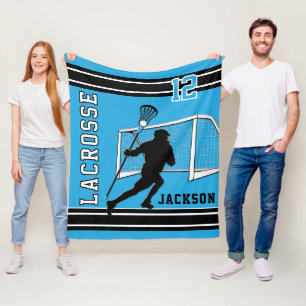 Lacrosse Sport - Baby Blue, White, Black Fleecedecke