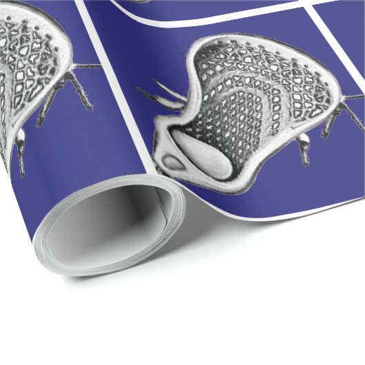 Lacrosse-Sport Blaue Geschenkpapier (Rolleneckpunkt)