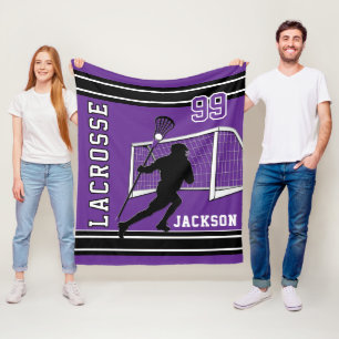 Lacrosse Sport - Purple, White, Black Fleecedecke