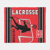 Lacrosse Sport - rot, weiß, schwarz Fleecedecke (Vorderseite (Horizontal))