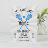 Lacrosse Sports Birthday Einladung (Stehend Vorderseite)