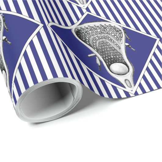 Lacrosse Sports Blue Geschenkpapier (Rolleneckpunkt)