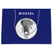Lacrosse Sports Blue Grosse Geschenktasche Große Geschenktüte (Vorderseite)