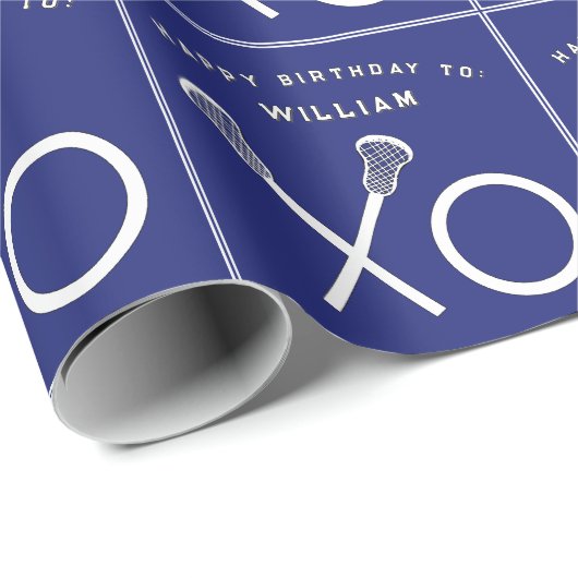Lacrosse Sports Geburtstag Geschenkpapier (Rolleneckpunkt)