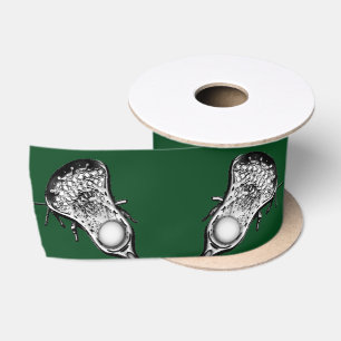 Lacrosse Sports Green Satin Ribbon Satinband