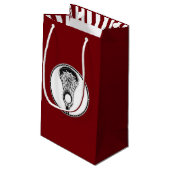Lacrosse Sports Kleine Geschenktasche Geschenktüte (Rückseite Schrägansicht)