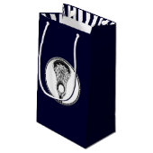 Lacrosse Sports Kleine Geschenktasche Kleine Geschenktüte (Rückseite Schrägansicht)