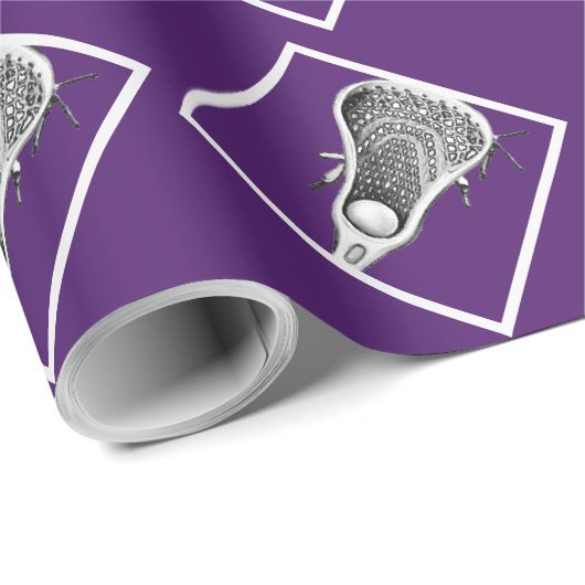 Lacrosse Sports Lila Wrapping Paper Geschenkpapier (Rolleneckpunkt)