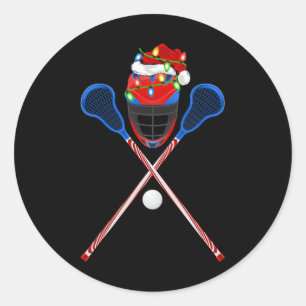 Lacrosse Sports Lover Xmas Weihnachtsmannmütze Lac Runder Aufkleber
