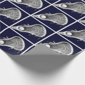 Lacrosse Sports Navy Blue Wrapping Paper Geschenkpapier (Ecke)