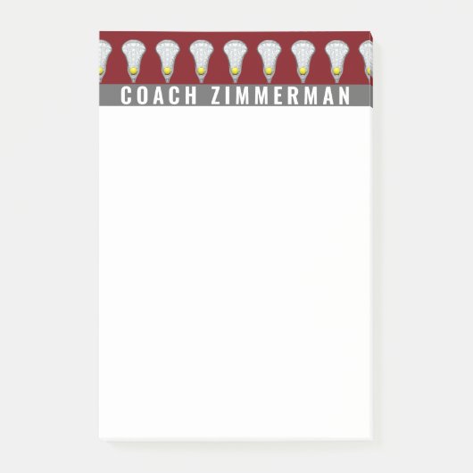 Lacrosse Sports Personalisiert Maroon Post-it Note Klebezettel (Vorderseite)