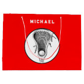 Lacrosse Sports Red Large Gift Bag Große Geschenktüte (Rückseite)