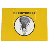 Lacrosse Sports Yellow Gift Bag Große Geschenktüte (Vorderseite)
