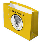 Lacrosse Sports Yellow Gift Bag Große Geschenktüte (Rückseite Schrägansicht)