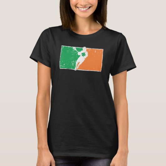 Lacrosse St Patrick's Day Irish Flag C Distressed T-Shirt (Vorderseite)