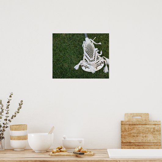 Lacrosse-Stick auf Gras Poster (Küche)