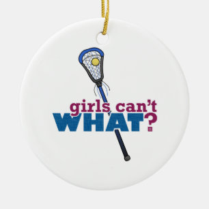 Lacrosse Stick Blue Keramik Ornament