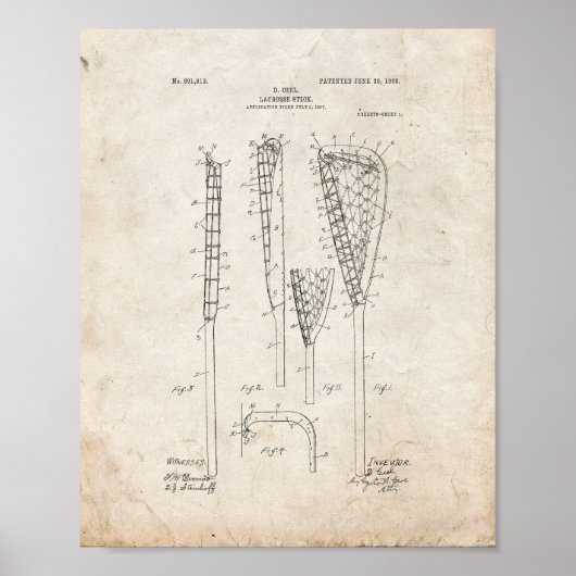 Lacrosse-Stick-Patent - Altes Aussehen Poster (Vorne)
