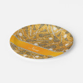 Lacrosse-Sticks aus individuelle Name-Gelb-Glitzer Pappteller (Schrägansicht)