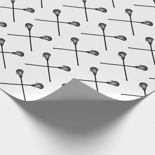 Lacrosse Sticks Balls Sport Schwarz-weiße Kinder S Geschenkpapier (Ecke)