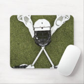 Lacrosse Sticks, Handschuhe, Bälle und Sporthelm Mousepad (Mit Mouse)