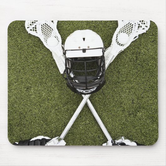 Lacrosse Sticks, Handschuhe, Bälle und Sporthelm Mousepad (Vorne)