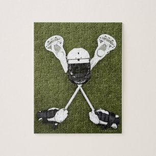 Lacrosse Sticks, Handschuhe, Bälle und Sporthelm Puzzle