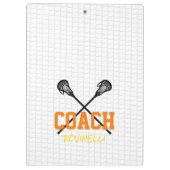 Lacrosse Sticks Netzcoach Name Team Farben Sport Klemmbrett (Rückseite)
