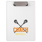 Lacrosse Sticks Netzcoach Name Team Farben Sport Klemmbrett (Vorderseite)
