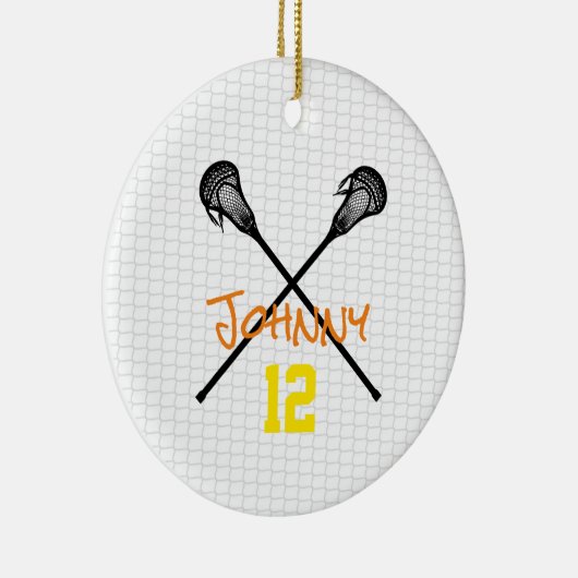 Lacrosse Sticks Netzname Nummer Sportler Keramik Ornament (Rechts)