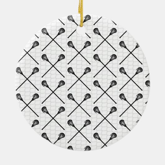 Lacrosse Sticks Netzname Nummer Sportler Keramik Ornament (Hinten)