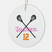 Lacrosse Sticks Netzname Nummer Sportmädchen Keramik Ornament (Links)