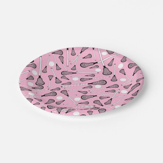 Lacrosse-Sticks Pappteller (Schrägansicht)