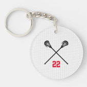 Lacrosse Sticks Player Nummer Sportcoach Spaß Schlüsselanhänger (Vorderseite)