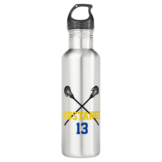 Lacrosse Sticks Team NAME Number Sports Lax Fun Edelstahlflasche (Vorderseite)
